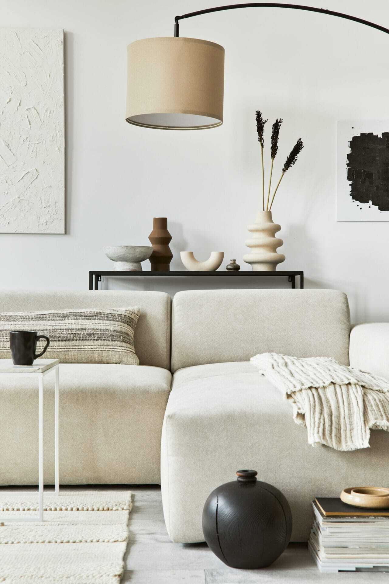 Four good reasons to use a designer paint brand. Netrual interior in living room. Farrow & Ball.
