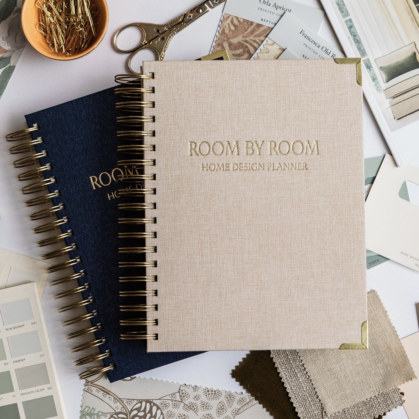 Neutral and Navy covers of room by room planner